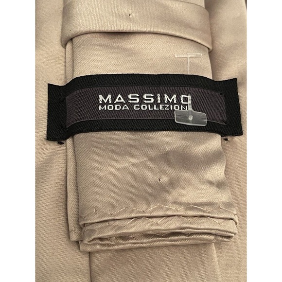 Massim Moda Collezione Tan Hand Made 100% Polyester Men’s Neck Tie Made In China - Picture 8 of 9